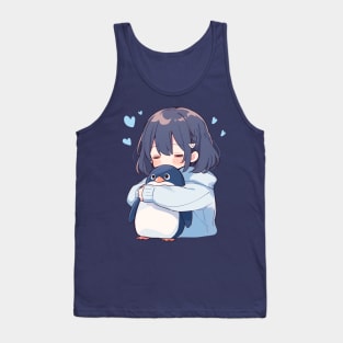 cute girl hugging a penguin Tank Top